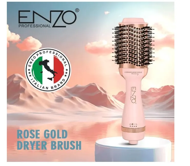 ENZO EN-6209 One-Step 1500W – 2-in-1 Hot Air Brush and Blow Dryer, Adjustable Heat & Speed Settings, Ceramic Coated Barrel-Intl Version-(Pink) 4
