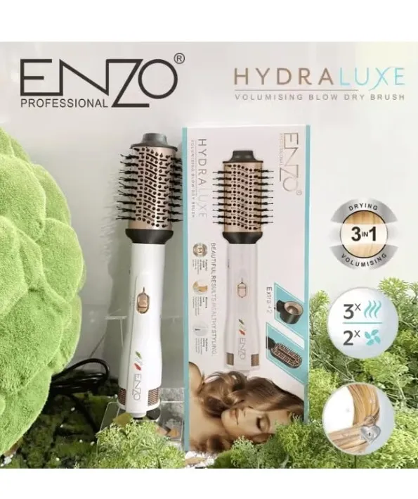 ENZO EN-740 Blow Dryer, Curler, and Straightener, 1000W, Adjustable Heat & Speed Settings, Ceramic Coated Barrel-Intl Version