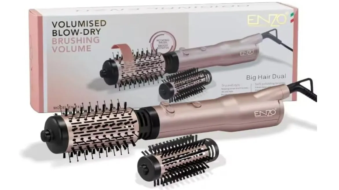 ENZO EN-741 Professional Rotating Volumizing Blow Dryer- 2200W Hair Dryer with Ionic Technology, Adjustable Heat & Speed Settings, Cool Shot Button, and Concentrator Nozzle - International Version 3