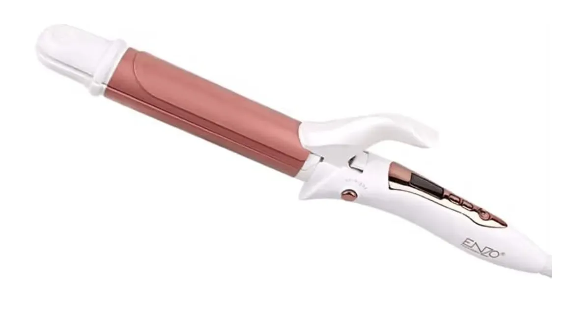 ENZO EN-9107 25 MM 2-in-1 Hair Curler and Straightener – Professional 2-in-1 Hair Styling Tool with Adjustable Temperature Settings-Intl Version (White)
