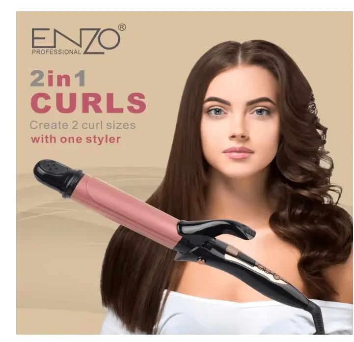 ENZO EN-9107 25 MM 2-in-1 Hair Curler and Straightener – Professional 2-in-1 Hair Styling Tool with Adjustable Temperature Settings-Intl Version (White) 3