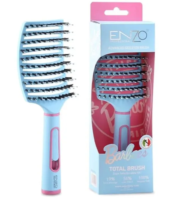 Enzo Professional Advanced Skeleton Hair Brush 9034 – Vented Styling & Blow Dry Brush for Fast Drying, Detangling & Volume – Lightweight Professional Hair Brush – For All Hair Types - Blue