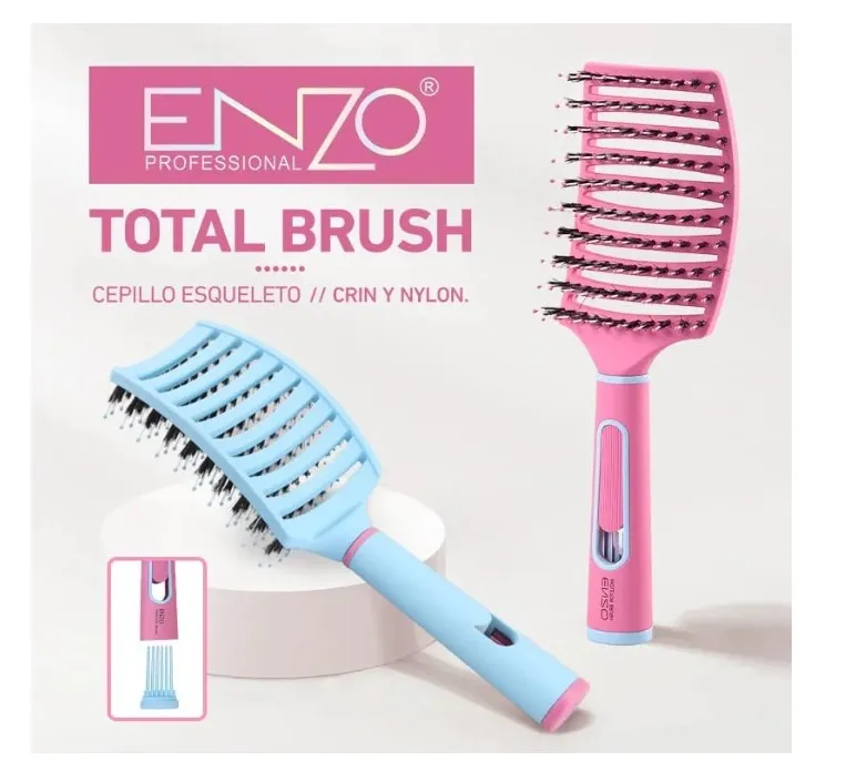 Enzo Professional Advanced Skeleton Hair Brush 9034 – Vented Styling & Blow Dry Brush for Fast Drying, Detangling & Volume – Lightweight Professional Hair Brush – For All Hair Types - Blue 4