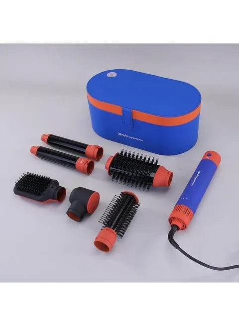 ENZO Professional EN-4133 6-in-1 Hair Dryer Brush & Multi Styler – Ionic Hot Air Blow Dryer, Hair Straightener, Curler & Volumizing Brush (Sky Blue/Orange) – International Version 2