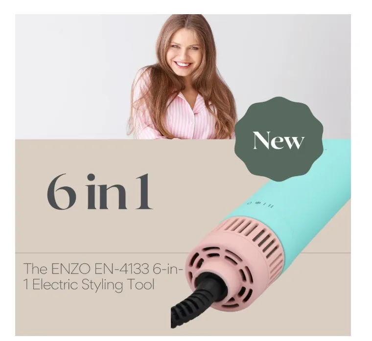 ENZO Professional EN-4133 6-in-1 Hair Dryer Brush & Multi Styler – Ionic Hot Air Blow Dryer, Hair Straightener, Curler & Volumizing Brush – CoralPink- Intl Version 4