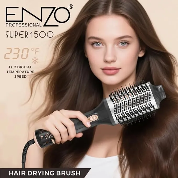 ENZO Professional EN-4135 Professional Blowout Hair Styler – One-Step Rotating Hot Air Brush with Ionic Technology, Straightener & Volumizer Comb, 1000W (International Version) 3