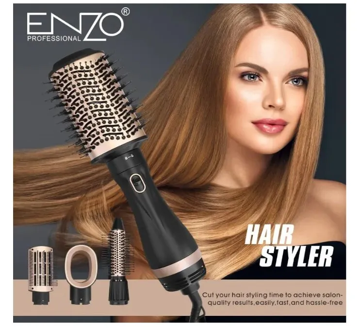 Enzo Professional EN-6207 4-in-1 Professional Hair Dryer & Styler – Multi-Function Hot Air Brush with Volumizer, Straightener & Hair Concentrator - Intl Version 3