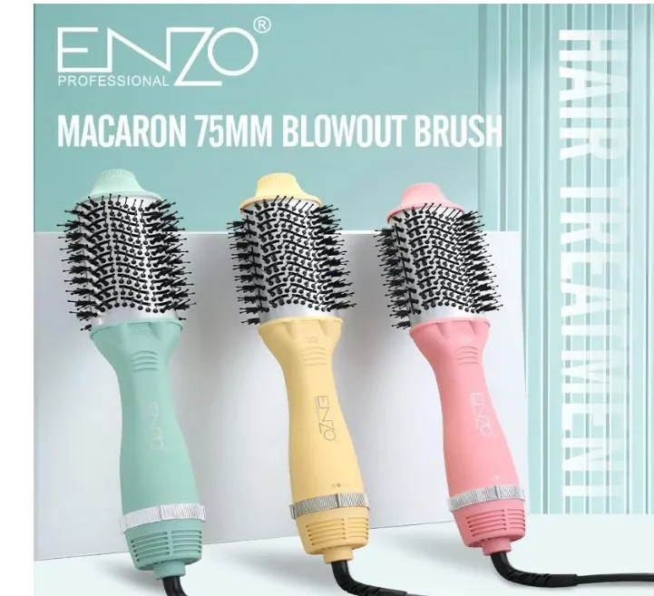ENZO Professional EN-6210 75mm Volumizing Blowout Brush – 3-in-1 Hair Dryer, Straightener, TurboDry Technology, Ionic Anti-Frizz Bristles, 3 Heat Settings & 2 Speeds – Pink – Intl Version 4