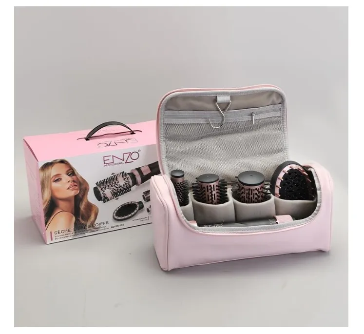 ENZO PROFESSIONAL EN-756 New 2025 Auto Multi Styling Set – 5-in-1 Hair Styler with Auto Rotating Technology, 3 Volumizing Brushes, Oval Massage Comb, Lightweight Motor With Soft Leather Travel Bag 3