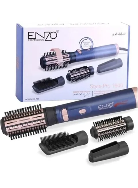 ENZO Professional EN-758 4-in-1 Hot Air Spin Styler – Automatic Rotating Hair Dryer Brush for Straightening, Curling & Volumizing (International Version)