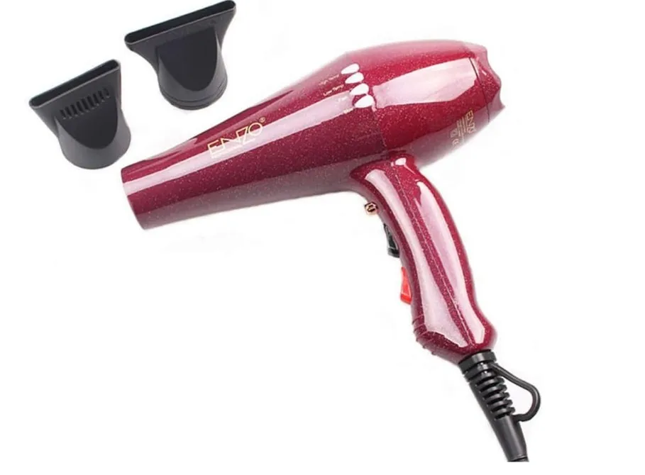 ENZO Professional EN‑8860R Ionic Hair Dryer – Powerful Salon‑Grade Blow Dryer with Dual Heat & Speed Settings – Ionic Technology for Smooth, Frizz‑Free Hair - Intl Version