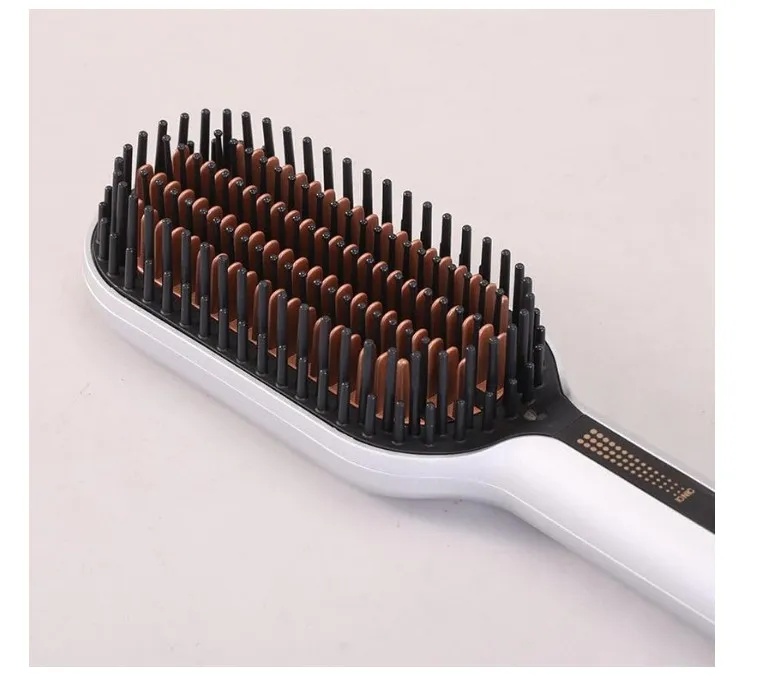 Enzo Professional Glam Hair EN-4100 Professional Heated Straightening Brush – Fast Heat-Up & Easy-Grip Design – Intl Version