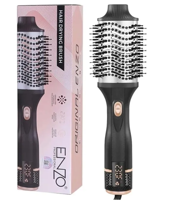 ENZO Professional Hair Styling Combo – EN-9107 2-in-1 Hair Curler & Straightener + EN-4135 4-in-1 Hot Air Brush Styler | Ionic Technology | All-in-One Salon Styling Kit - Intl Version