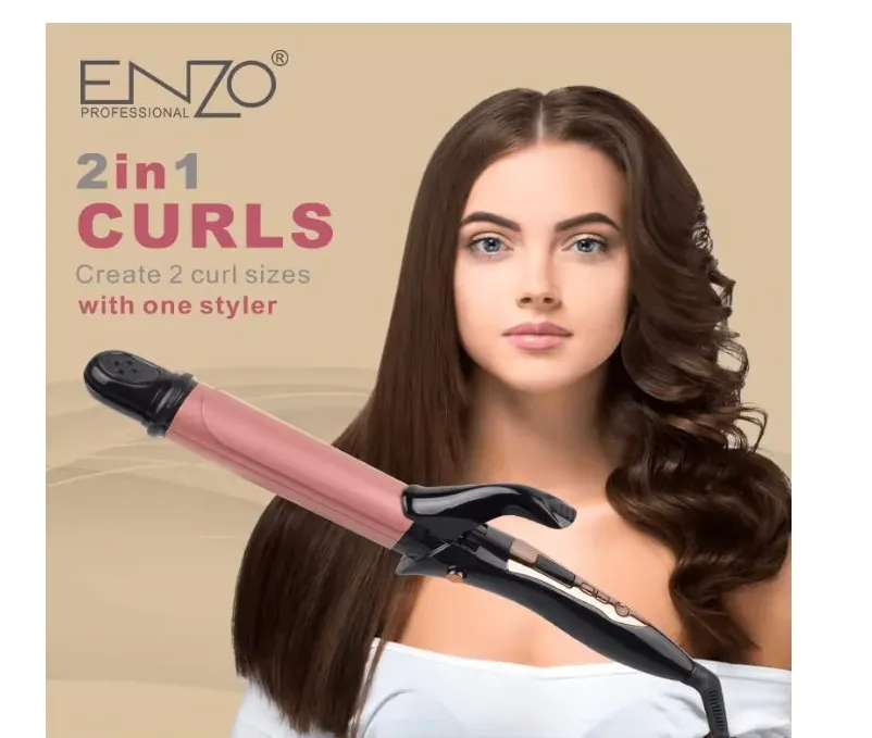 ENZO Professional Hair Styling Combo – EN-9107 2-in-1 Hair Curler & Straightener + EN-4135 4-in-1 Hot Air Brush Styler | Ionic Technology | All-in-One Salon Styling Kit - Intl Version 5