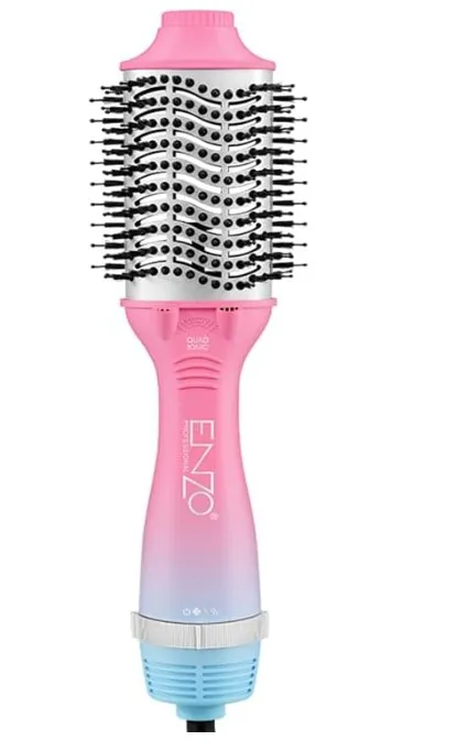 ENZO Professional Limited Edition Volumizing Hot Air Brush Set with Hair Serum –EN-752 One Step Hair Dryer & Styler, Ceramic Blowout Brush for Volume, Smooth & Frizz-Free