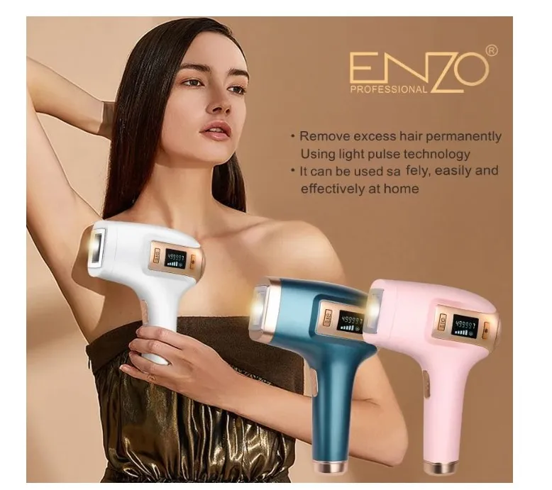 Enzo Professional T5 Ice Laser Hair Removal Device (Pink) – At-Home IPL Permanent Hair Reduction Tool – Gentle & Effective Hair Removal for Face & Body – Intl Version