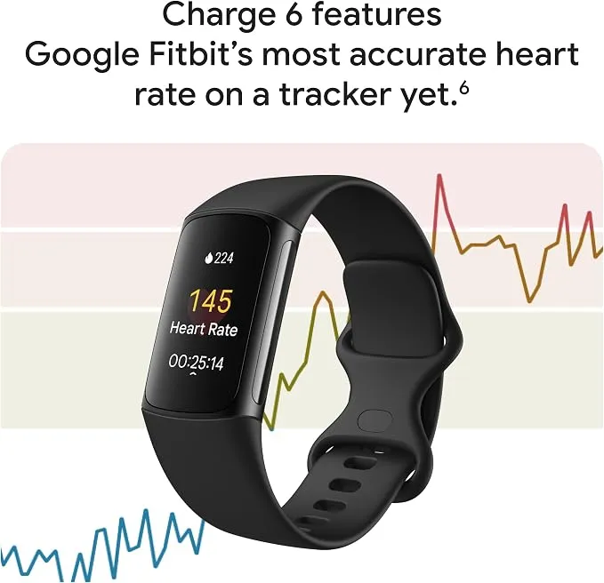 FITBIT ACTIVITY TRACKER CHARGE 6 (GA05183-NA) OBSIDIAN / BLACK ALUMINUM 4