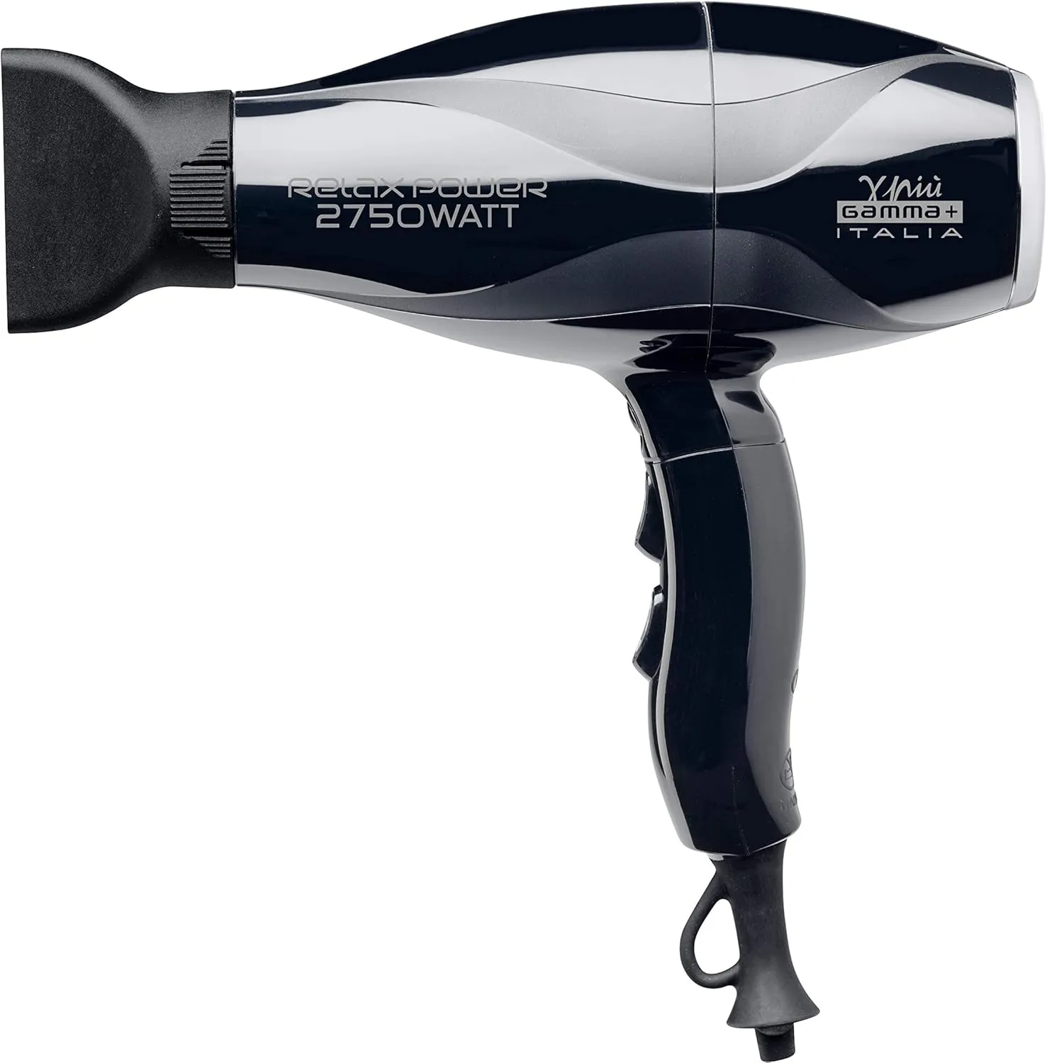 Gamma Piu Relax Power Hair Dryer- Black Glossy Finish Color- 2750W