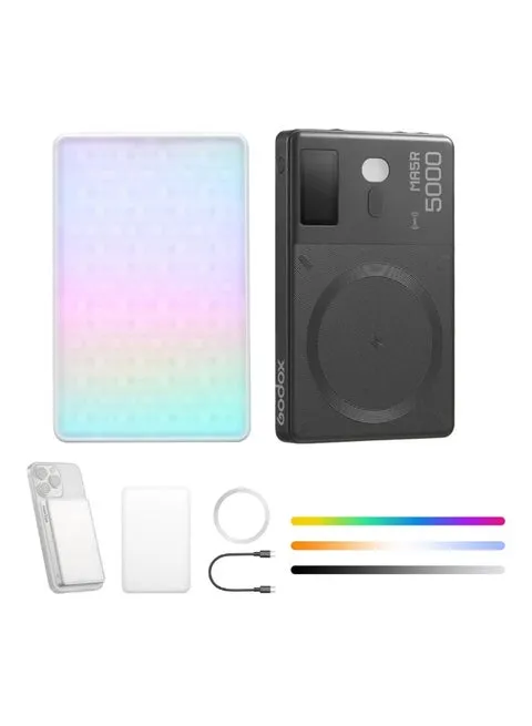 Godox MA5R Magnetic Full Colour RGB Video Light, 1800K–10000K, 14 Pre-Programmed Effects, LED Light for Selfie & DSLR Camera Black