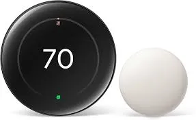 GOOGLE NEST LEARNING THERMOSTAT (4TH GEN) + NEST TEMPERATURE SENSORS (2ND GEN) (GA05169-US) POLISHED OBSIDIAN 3