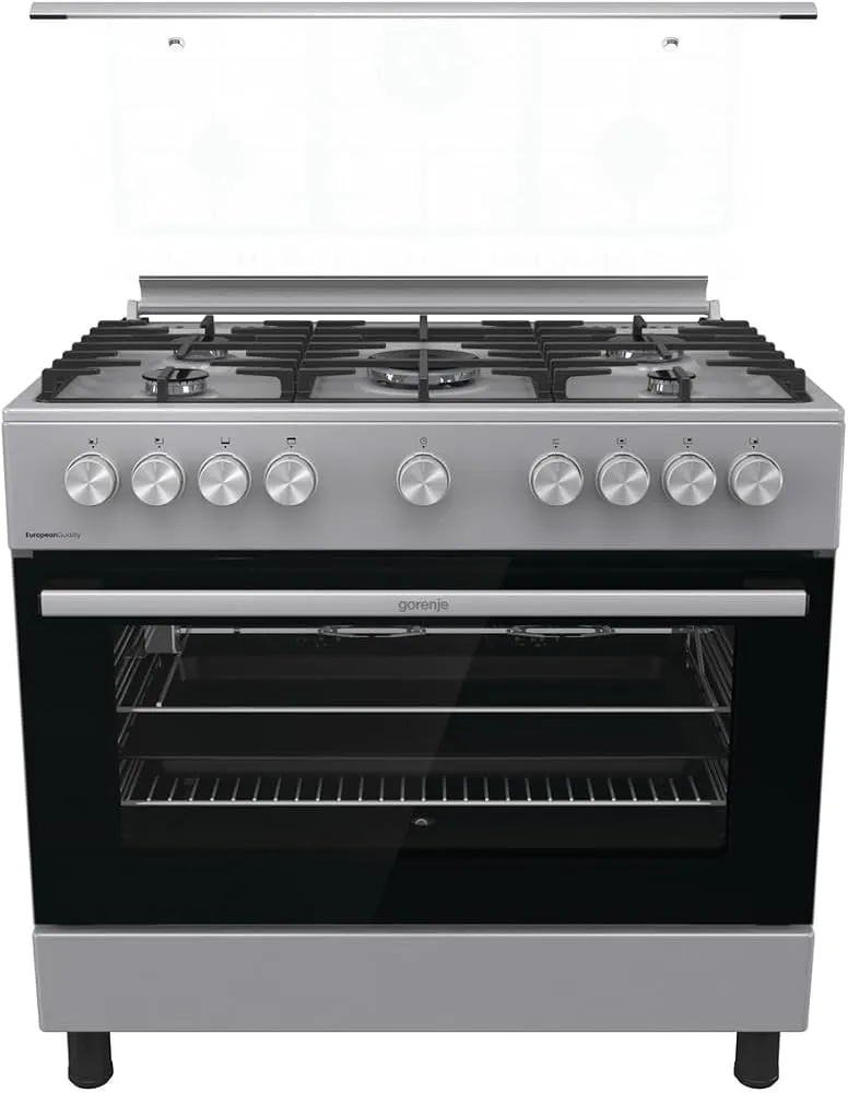 Gorenje 90 cm Freestanding Gas Cooker with 5 Gas Burners & 105L Fan-Assisted Oven GGI9B20S (Silver/Stainless Steel)