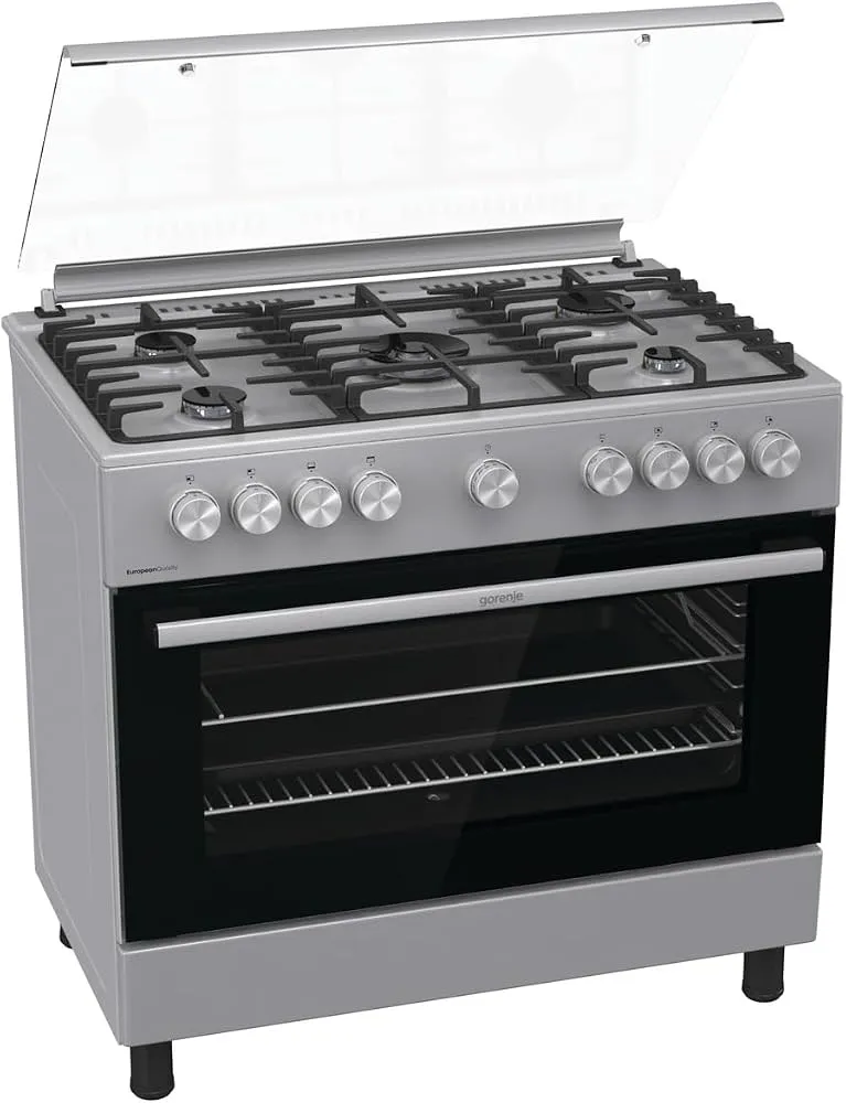 Gorenje 90 cm Freestanding Gas Cooker with 5 Gas Burners & 105L Fan-Assisted Oven GGI9B20S (Silver/Stainless Steel)
