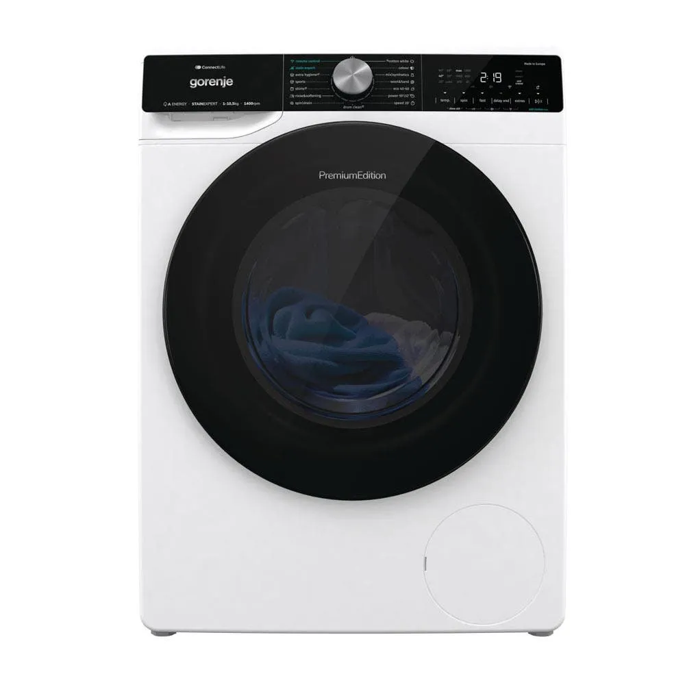 Gorenje Washing Machine Front Load 15 Programs Inverter 1400 RPM Connect Life Air Dry 10.5 kg WNS1X4ARTWIFI White