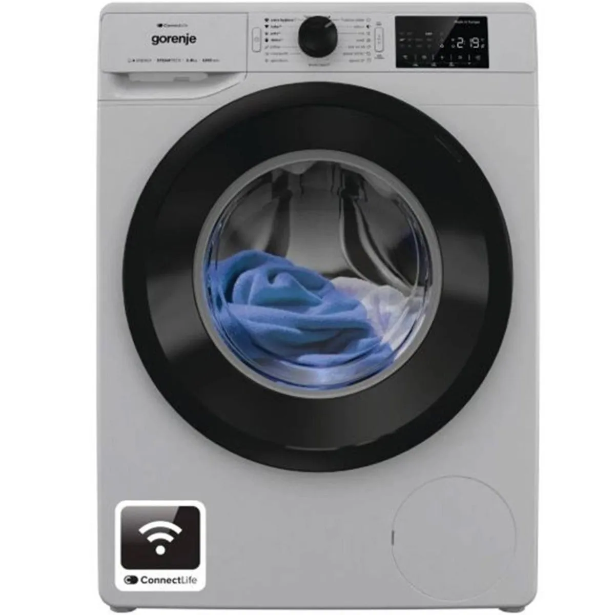 Gorenje WPNEI82A1SWA 8Kg Front Load Washing Machine – WiFi Smart Control, 1200 RPM, Inverter Motor, SteamTech, Quick & Power Wash, Grey Metallic WPNEI82A1SWA grey