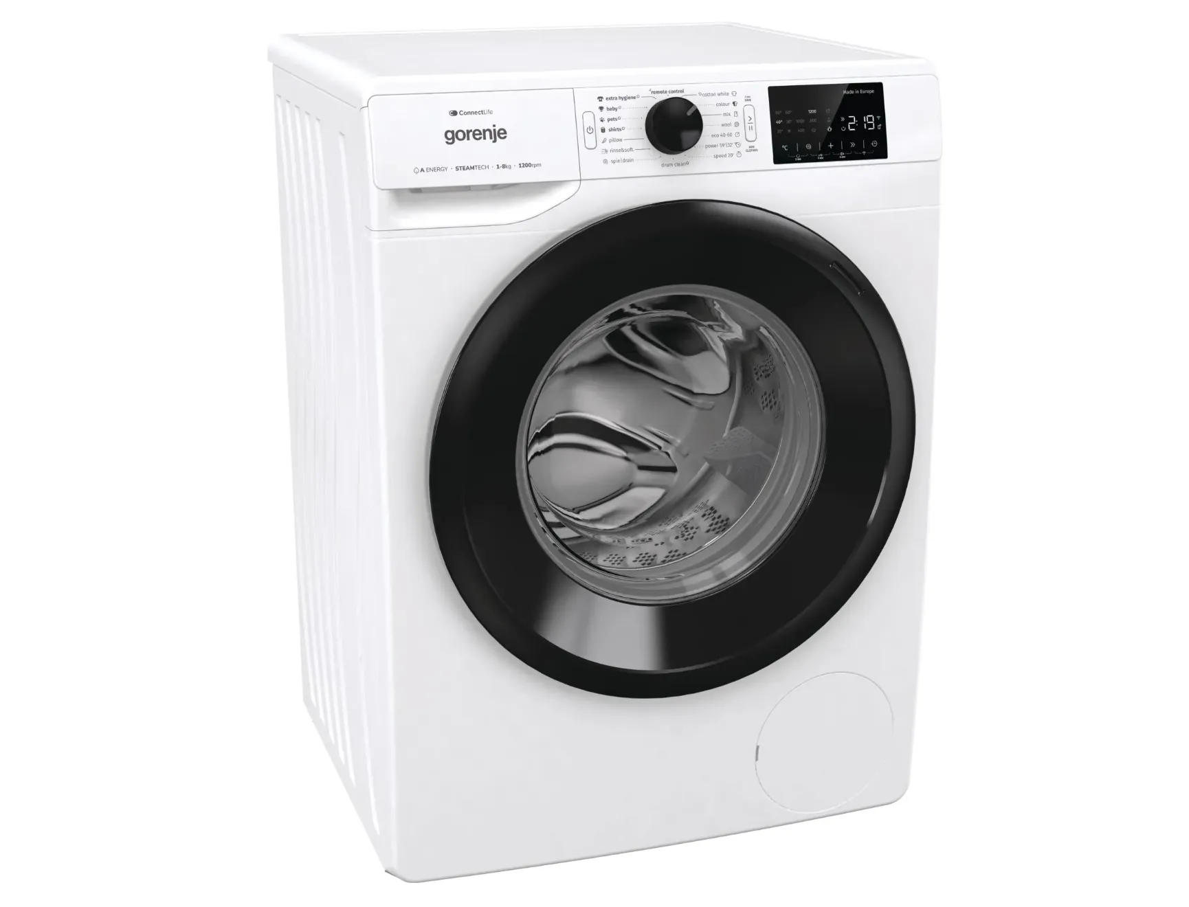Gorenje WPNEI82A1SWIFI 8Kg Front Load Washing Machine – WiFi Smart Control, 1200 RPM, Inverter Motor, SteamTech, Quick & Power Wash, White WPNEI82A1SWIFI white