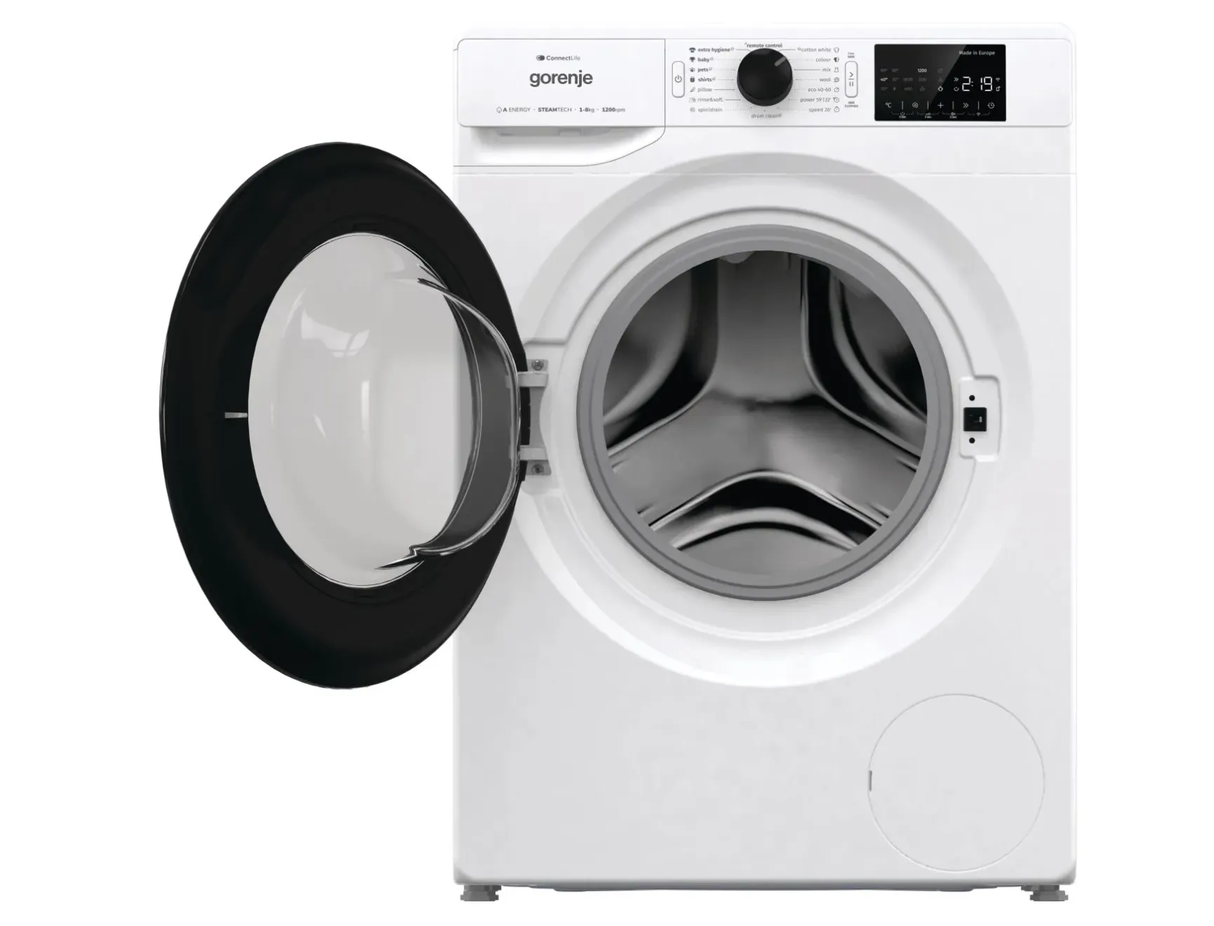 Gorenje WPNEI82A1SWIFI 8Kg Front Load Washing Machine – WiFi Smart Control, 1200 RPM, Inverter Motor, SteamTech, Quick & Power Wash, White WPNEI82A1SWIFI white 3