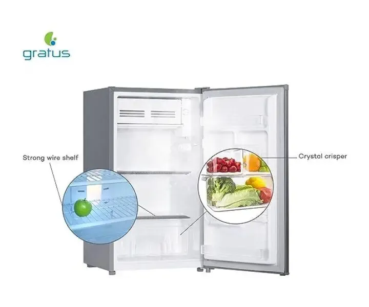 Gratus 111L Single Door Refrigerator with Direct Cool Technology, Mechanical Temperature Control, Separate Chiller, Reversible Door & Inox Finish – GRFDD111HCX1 3