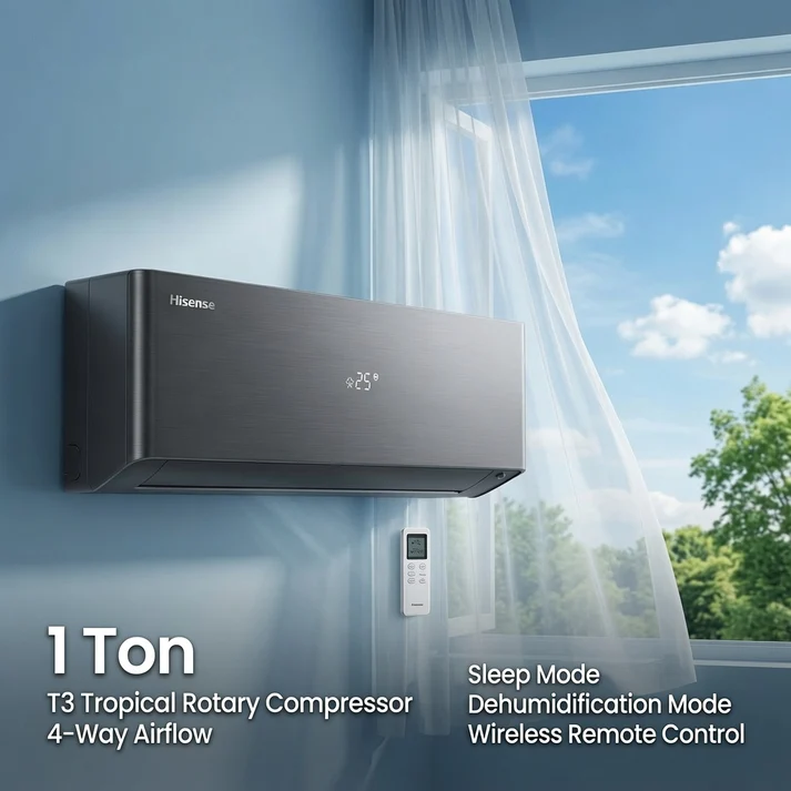 Hisense 1 Ton Rotary Split Air Conditioner - T3, AS-12CF4SWPHB00B 2