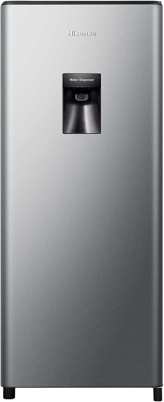 Hisense 233L Gross / 177L Net Single Door Refrigerator, Non-Plumbed Water Dispenser, Internal Freezer Compartment, Safety Glass Shelves, Fruit and Vegetable Crisper, Semi-Automatic Defrost, Silver – RR233N4WSU