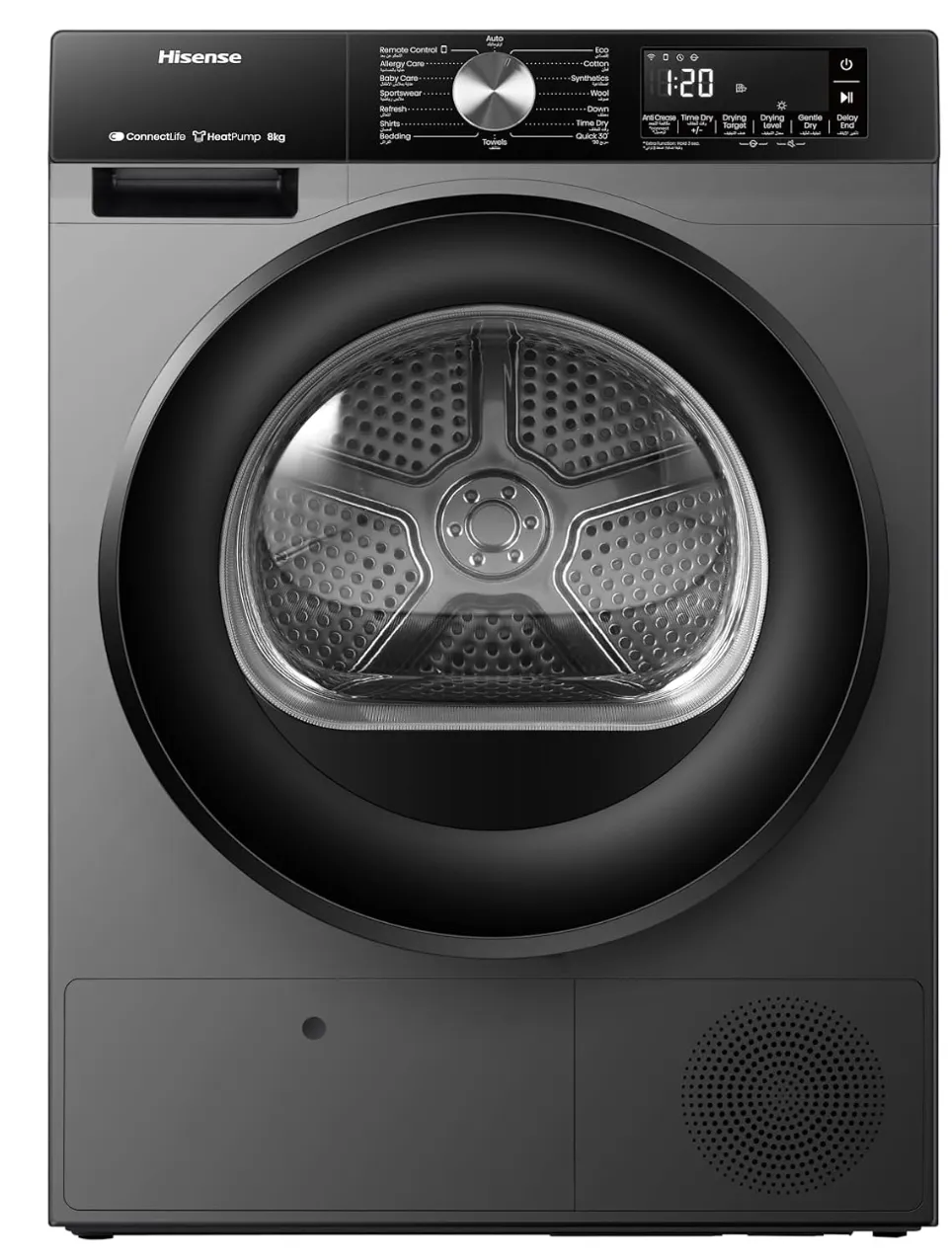 Hisense 8 kg Heat Pump Dryer, 15 Programs, Auto Dry, ConnectLife, Smart Link, Quick Wash, Pause & Add - DH3S802BT2