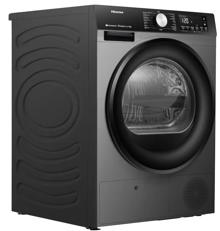 Hisense 9 Kg Heat Pump Dryer with WIFI Connectivity,15 Programs, AI Dry, Allergy Care, Anti Crease,Quick Wash,Drum Clean - DH3S902BT