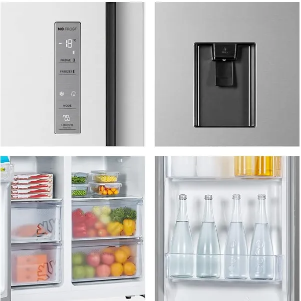 Hisense HS91518D, 670 Litres Side by Side Refrigerator with Water Dispenser, Inverter Compressor, No Frost Technology, Silver 3