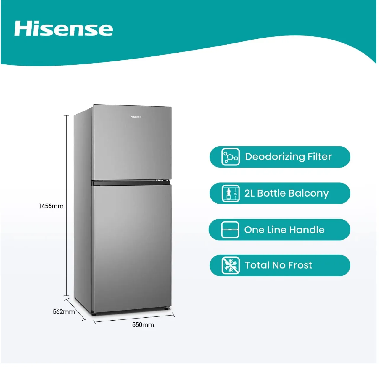 Hisense Refrigerator 264 Liter Top Mount Double Door Silver Model Rt264N4Dgn"Min 1 year manufacturer warranty" 2