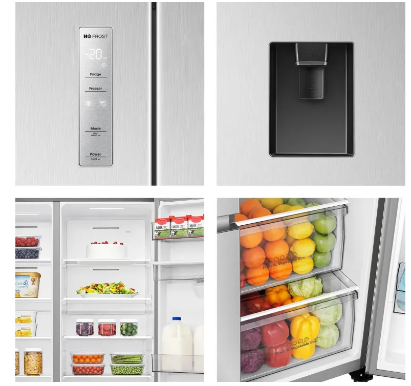 Hisense RS3N668SMI3 869L Side-by-Side Refrigerator with Non-Plumbed Water Dispenser, Dual Temp Control Zone, Durable Inverter & Multi Air Flow – Silver 3