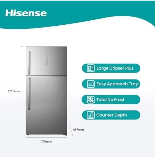 Hisense RT649N4ASU1, 649 Litres Top Mount Refrigerator with Inverter Compressor, 508 Litres Net Capacity, No Frost Technology, Multi Air Flow 3
