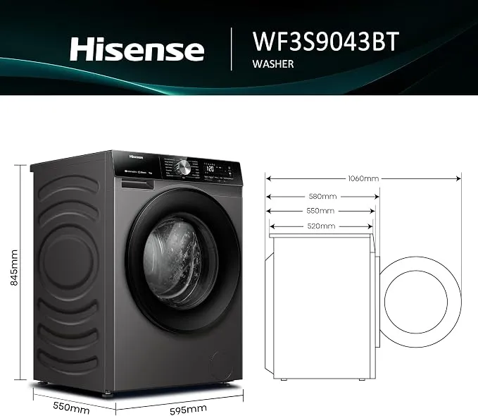 Hisense Washing Machine Front Load 9/6kg washer Dryer WD3S9043BT