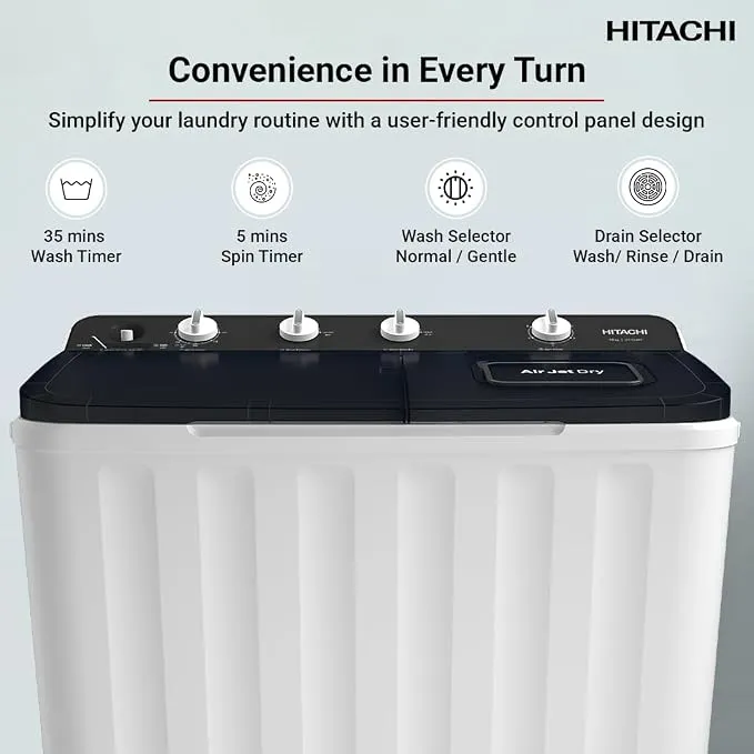 Hitachi 12KG Twin Tub Washing Machine – LTT12JWTMRG 4