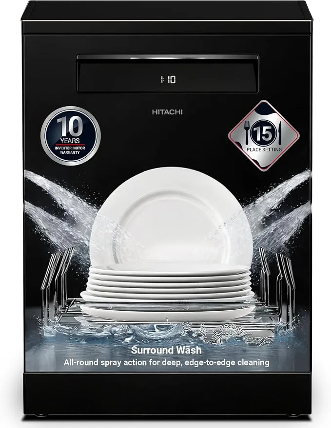 Hitachi 15PC/8 Program Dishwasher – HDF-F158CVGB