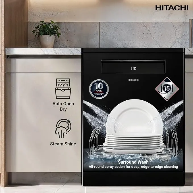 Hitachi 15PC/8 Program Dishwasher – HDF-F158CVGB