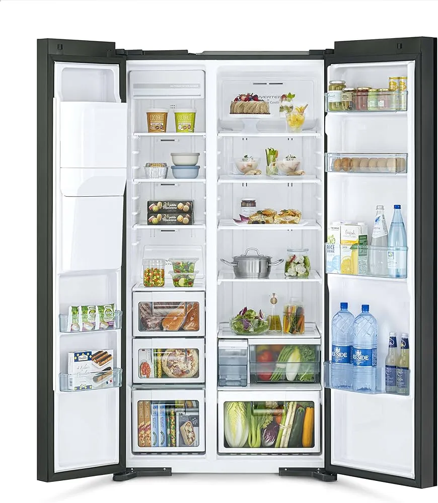 Hitachi 700L Gross Side-by-Side Refrigerator with Ice & Water Dispenser RSX700GPUK0GBK (Glass Black) 2