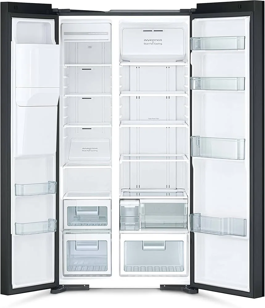 Hitachi 700L Gross Side-by-Side Refrigerator with Ice & Water Dispenser RSX700GPUK0GBK (Glass Black) 3