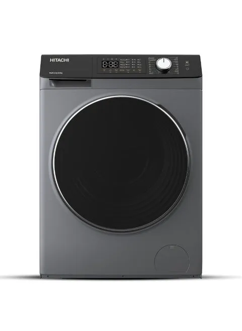Hitachi Front Load Washer Dryer 8kg Wash / 5kg Dry, Inverter, Steam Wash, Hygiene Hot Wash, 1-Hour Wash & Dry, Anti-Wrinkle, Touch LED panel | Dark Grey | BD-D802HVOS 8 kg 1800 W BD-D802HVOS Dark Grey