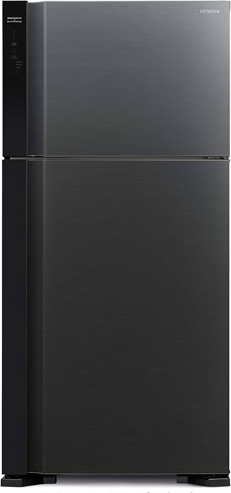 Hitachi RV760PUK7KBBK Top-Mount Double-Door Refrigerator, 760L Gross / 550L Net Capacity, Inverter Compressor, Dual Fan Cooling, Touch Control, Movable Twist Ice Tray, Brilliant Black