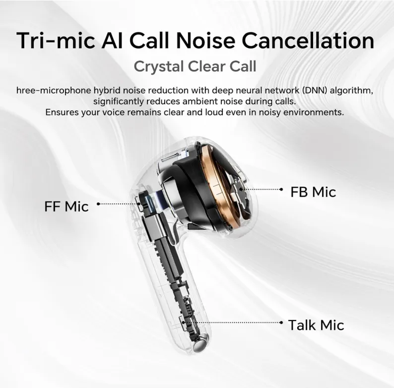 Honor Choice Earbuds S7, Tri-mic AI Call Wireless Bluetooth Earphone, 36 Ore Bluetooth Earbud, Bluetooth 5.3 Headset with Microphone, IP54 In-Ear Bluetooth Headset, Grey 3