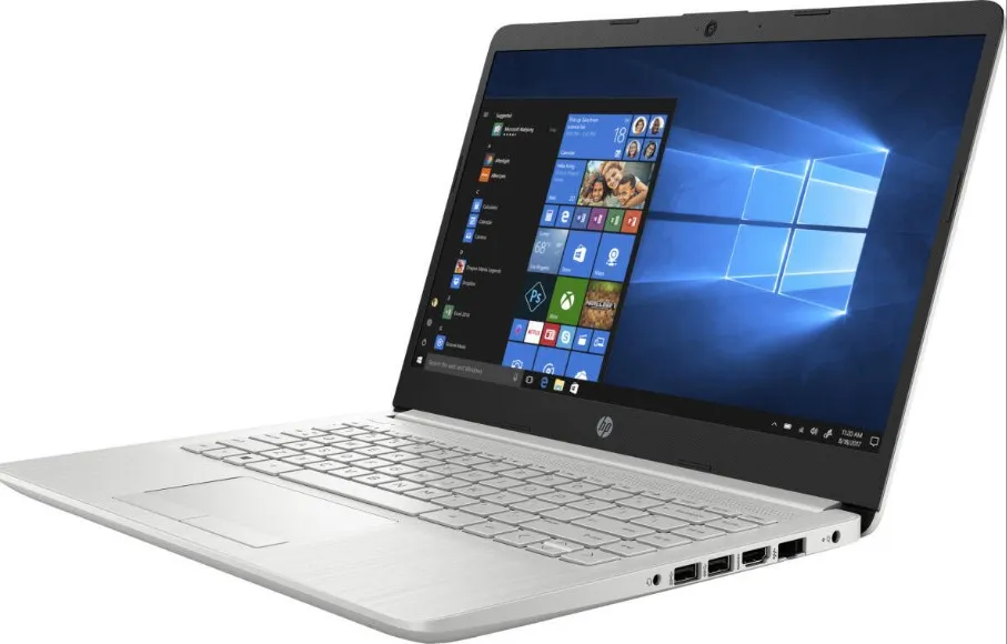 HP 14-dk1020nr Laptop, 14" HD SVA BrightView Display, AMD Athlon Gold 3150U Processor, 4GB RAM, 128GB SSD, AMD Radeon Graphics, English Keyboard, Windows 10 S Mode, Natural Silver | 9TB80UA
