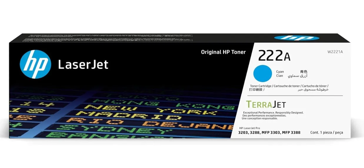 HP 222A Cyan Original LaserJet Toner Cartridge |W2221A